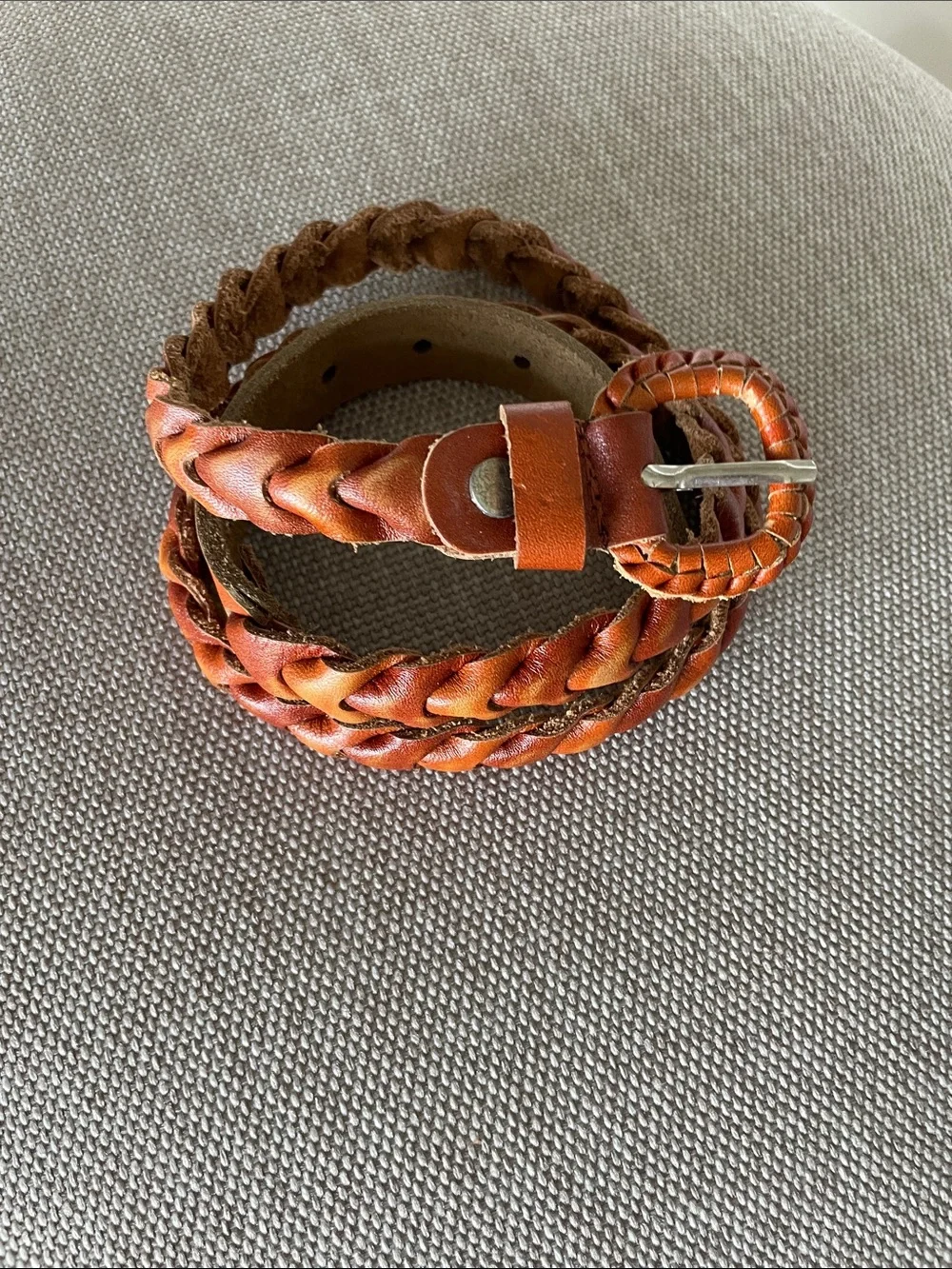 Braided Leather Women’s Belt in Burnt Orange